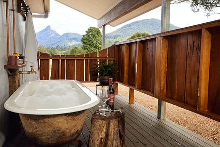  Mt Warning Estate | Luxury Romantic Cabin Outdoor Bath overlooking Mt Warning | Tweed Valley NSW. 
